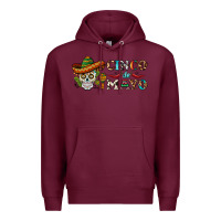 Burgundy cinco de mayo skull Premium Hoodie - BarkalooDesign