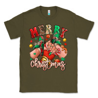 Army Green Merry Christmas Caucasian girl sneakers Classic Tee - RanaPortraitStore