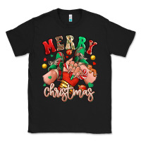 Black Merry Christmas Caucasian girl sneakers Classic Tee - RanaPortraitStore