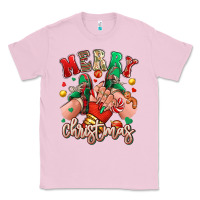 Bubblegum Pink Merry Christmas Caucasian girl sneakers Classic Tee - RanaPortraitStore