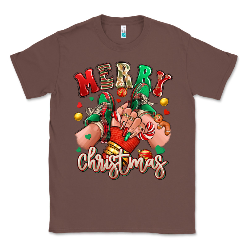 Merry Christmas Caucasian Girl Sneakers Classic Tee by RanaPortraitStore | Teevron