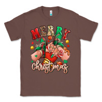 Chestnut Merry Christmas Caucasian girl sneakers Classic Tee - RanaPortraitStore