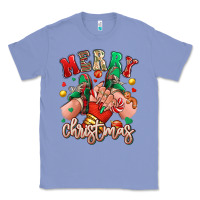 Colony Blue Merry Christmas Caucasian girl sneakers Classic Tee - RanaPortraitStore