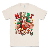 Natural Merry Christmas Caucasian girl sneakers Classic Tee - RanaPortraitStore