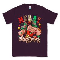 Plum Merry Christmas Caucasian girl sneakers Classic Tee - RanaPortraitStore