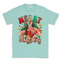 Seafoam Merry Christmas Caucasian girl sneakers Classic Tee - RanaPortraitStore