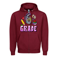 Burgundy Sixth Grade Zipper Hoodie - RanaPortraitStore