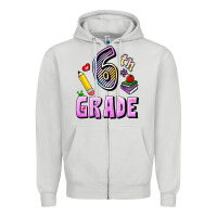 Dove Grey Sixth Grade Zipper Hoodie - RanaPortraitStore