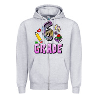 Heather Grey Sixth Grade Zipper Hoodie - RanaPortraitStore