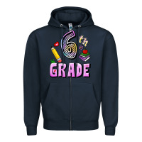 Navy Sixth Grade Zipper Hoodie - RanaPortraitStore