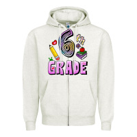 Oatmeal Heather Sixth Grade Zipper Hoodie - RanaPortraitStore