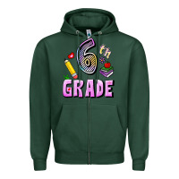 Sports Green Sixth Grade Zipper Hoodie - RanaPortraitStore