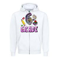 White Sixth Grade Zipper Hoodie - RanaPortraitStore