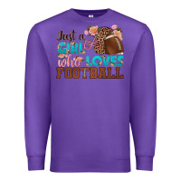 Purple just a girl who loves football Premium Sweatshirt - HRA Design Shop
