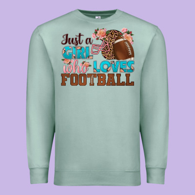 Just A Girl Who Loves Football Premium Sweatshirt Designed By Hra Design Shop