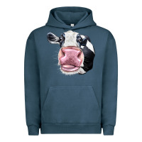 Pigment Midnight Navy Cute Holstein Face Urban Hoodie - LillyAllenDesigns