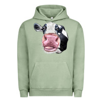 Pigment Oil Green Cute Holstein Face Urban Hoodie - LillyAllenDesigns