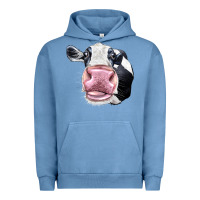 Pigment Pebble Blue Cute Holstein Face Urban Hoodie - LillyAllenDesigns