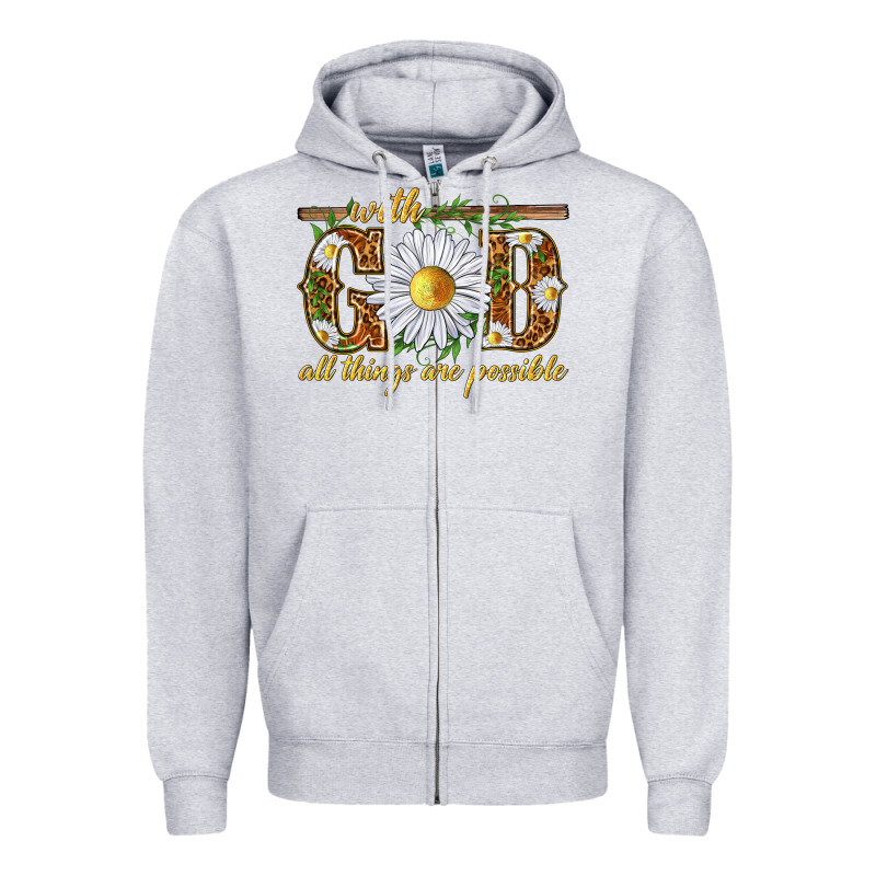 With God All Things Are Possible With Daisy Zipper Hoodie by texasbilliewilder | Teevron