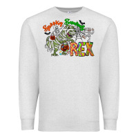 Oatmeal Heather spooky sourus Premium Sweatshirt - CowhideDigitalArt