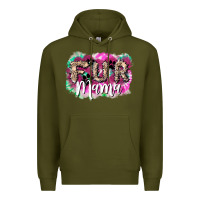 Army Green fur mama Premium Hoodie - NancyCooperArtShop