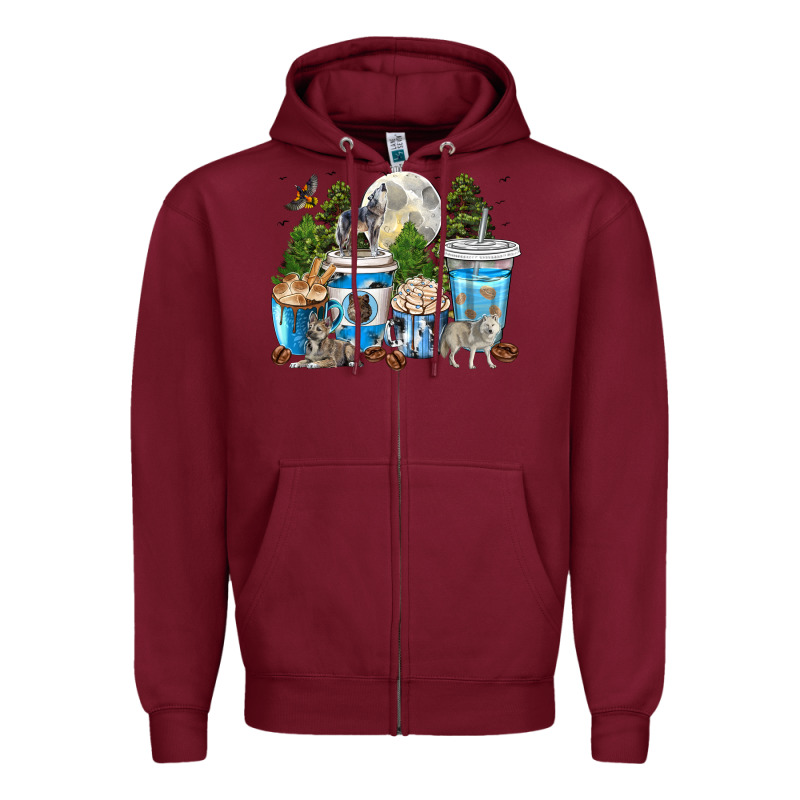 Wolf Coffee Cups Zipper Hoodie by texasbilliewilder | Teevron