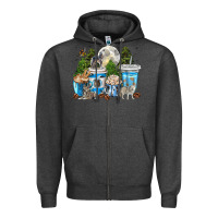 Charcoal Heather Wolf coffee cups Zipper Hoodie - texasbilliewilder