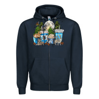 Navy Wolf coffee cups Zipper Hoodie - texasbilliewilder