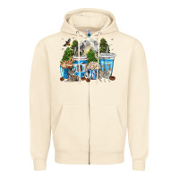 Sandshell Wolf coffee cups Zipper Hoodie - texasbilliewilder