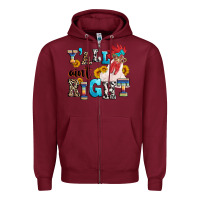 Burgundy Y'all ain't right crazy Zipper Hoodie - texasbilliewilder