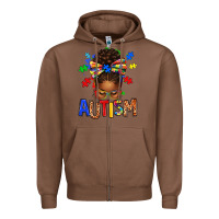 Chestnut Autism Awareness afro messy bu Zipper Hoodie - texasbilliewilder