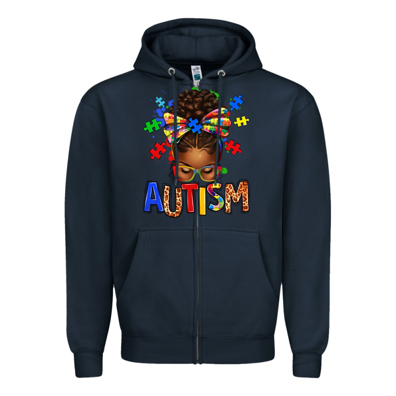 Autism Awareness Afro Messy Bu Zipper Hoodie by texasbilliewilder | Teevron