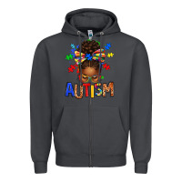 Smoke Autism Awareness afro messy bu Zipper Hoodie - texasbilliewilder