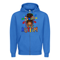 True Royal Autism Awareness afro messy bu Zipper Hoodie - texasbilliewilder