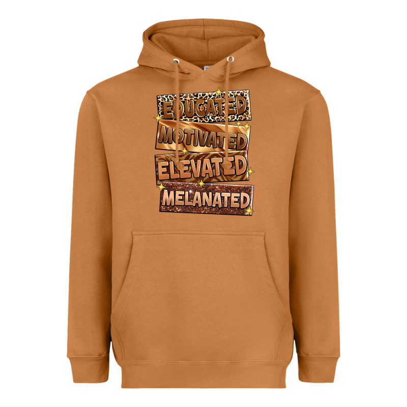 Educated Motivated Elevated Melanated Heavyweight Hoodie by Zillion Design Studio | Teevron