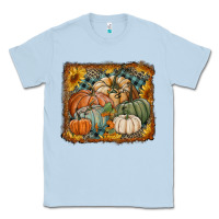 Dusty Blue pumpkins with sunflowers Classic Tee - RanaPortraitStore