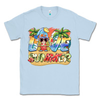 Dusty Blue love summer gnomes  Background Classic Tee - BarkalooDesign