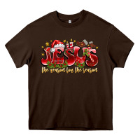 Chocolate Brown Jesus The Reason For The Season Heavy Core Tee - CowhideDigitalArt