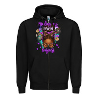 Minding My Own Business Afro Messy Bun Zipper Hoodie | Teevron