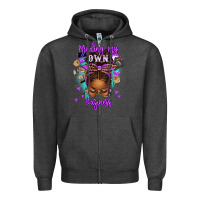 Charcoal Heather minding my own business afro messy bun Zipper Hoodie - texasbilliewilder