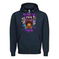 Navy minding my own business afro messy bun Zipper Hoodie - texasbilliewilder
