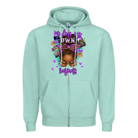 Seafoam minding my own business afro messy bun Zipper Hoodie - texasbilliewilder