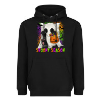 Black Spooky Season Ghost Cat Heavyweight Hoodie - texasbilliewilder