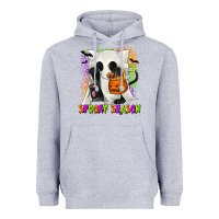 Heather Grey Spooky Season Ghost Cat Heavyweight Hoodie - texasbilliewilder