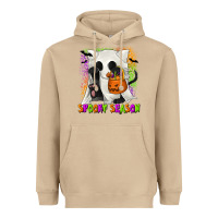 Mushroom Spooky Season Ghost Cat Heavyweight Hoodie - texasbilliewilder