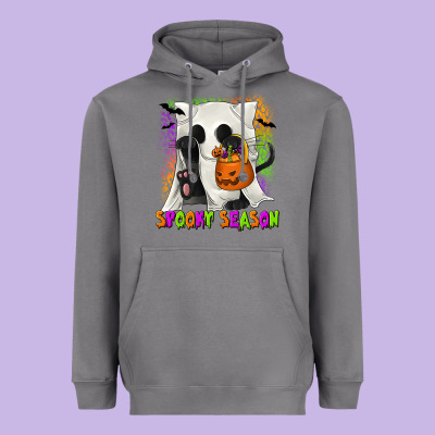 Spooky Season Ghost Cat Heavyweight Hoodie Designed By Texasbilliewilder