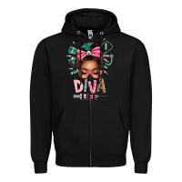 Black afro messy bun diva life Zipper Hoodie - texasbilliewilder