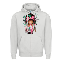 Dove Grey afro messy bun diva life Zipper Hoodie - texasbilliewilder