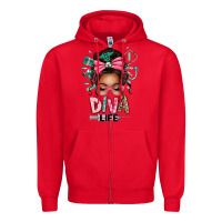 Red afro messy bun diva life Zipper Hoodie - texasbilliewilder