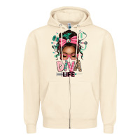 Sandshell afro messy bun diva life Zipper Hoodie - texasbilliewilder